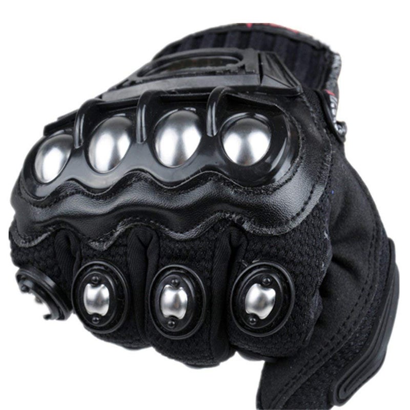 Oubaiya Steel Outdoor Knuckle Motorcycle Motorbike Powersports Safety Gloves (Medium, Black) - Image 4
